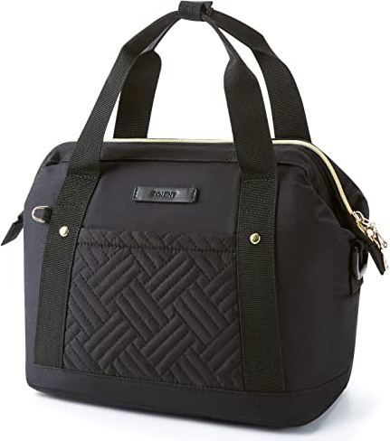 TOURIT Kühltasche Klein Lunchtasche Damen 8.5L Isoliertasche Thermotasche Tragetasche für Arbeit,Büro,Picknick,Einkaufen,Schwarz