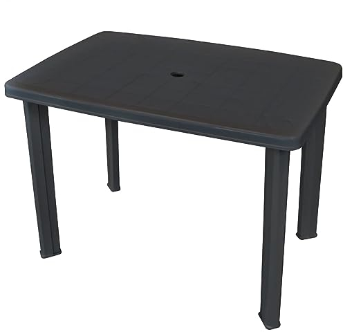 Gecheer Gartentisch Garten Esstisch Balkontisch 101 x 68 x 72 cm (L x B x H),Kunststofftisch Gartenmöbel Tisch Campingtisch Kunststoff Tischplatte mit 3,6 cm Schirmloch Größe