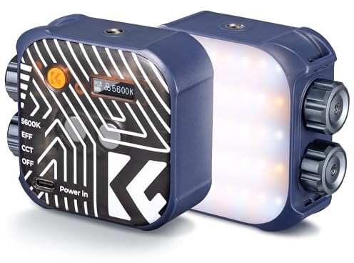 K&F CONCEPT Luz de Vídeo LED Bicolor, 2000mAh Portable Photography Fill Light, 15 Efectos de Luz, 2500K-9900K, CRI 96+, para Vlogging, Selfie, Fotografiar la Mano-me-Downs, Azul