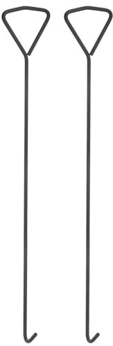 sourcing map 2pcs 31.5 Manhole Hook Versatile Manhole Cover Lifter Heavy Loading Carbon Steel Lid Puller with Rotated Handle for Manhole Covers & Storm Drain Cover, Black