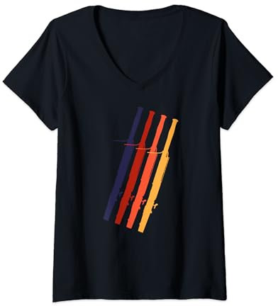 Damen Musikinstrument retro Fagott T-Shirt mit V-Ausschnitt