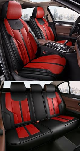 NOBQUA Coprisedili Auto in Pelle - Fodere Sedili Auto di Lusso Universali - Copri Sedili Impermeabili e Eleganti per Tutti i Veicoli