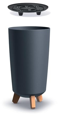 DIKEL Gracia Tubus Vaso da fiori rotondo su gambe - Vaso da fiori per interni ed esterni - Vaso da fiori - Vaso da balcone - Vaso decorativo - DGTL200 + argilla espansa 1l - 195x195x365mm - Antracite