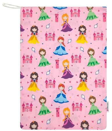 Panini Tessuti Sacchetto sacco Asilo per bambino e bambina porta indumenti cambio asilo sacca nido 100% Cotone 46x60 cm(Sacchetto Asilo 46 x 60 cm Principesse)