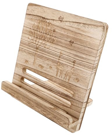 ibasenice Wood Book Stand Tragbarer Buchhalter Mit Seitenhalter Für Musiknoten Elegante Holzoptik Verstellbarer Leseständer Für Kochbücher Rezepte Und Lehrbücher Für Zuhause Und Büro