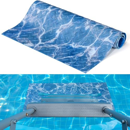 Drydiet Above Ground Pool Ladder Mat, Swimming Protective Nonslip Step Pad with Texture, Pool Essentials Accessories for Floor Liners and Stairs, Sea Pattern(36 x 16 Inch)