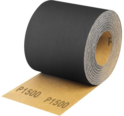 Shineboc Rouleau de Papier Abrasif Grain 1500, 93 mm x 10 m papier de verre amélioré en carbure de silicium, Ponçage Humide Rouleau Abrasif pour Métal Bois,pour Ponceuses Vibrantes et Manuelles