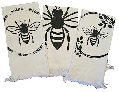 Beekeeping Themed Kitchen Towels, Set of 3, 18 x 28 inches (3, Queen Bee)