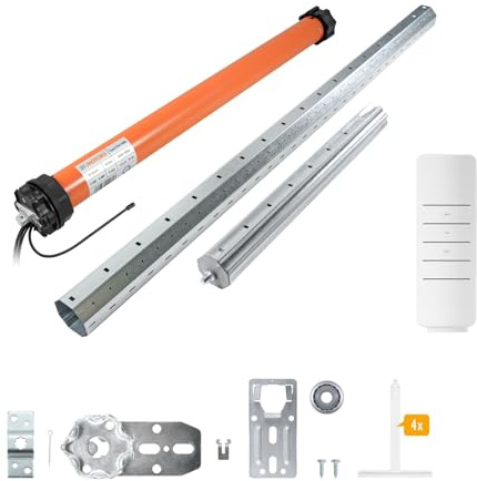 3T-MOTORS Funk-Rollladenmotor Komplettset mit Fernbedienung HSZ1, SW60 Welle 1,50 m, 3T45-10RBX (Zugkraft 10 Nm/25 kg) Rollladenantrieb mit elektronischen Endschaltern, bidirektional