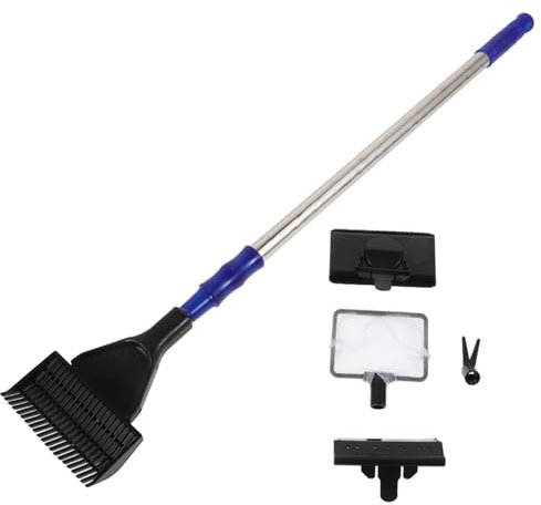 Happyyami Complete Aquarium Cleaning Tools Fish Tank Brush Clip Rake Spatula Made of Safe Material for Easy Assembly and Disassembly
