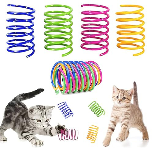 24 Stück Cat Spring Spielzeug, Katzenspielzeug Spirale Bunte Spirale Spielzeug Katze,Katzenspielzeug Plastik Spiralen Katzenspielzeug Spirale Set Neuheit Haustiere Spielzeug für Katze Kätzchen