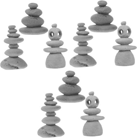 Toddmomy 3sets Outdoor Landscape Stone Garden Zen Stacked Rocks Landscape Rockery Accessories 3pcs*3
