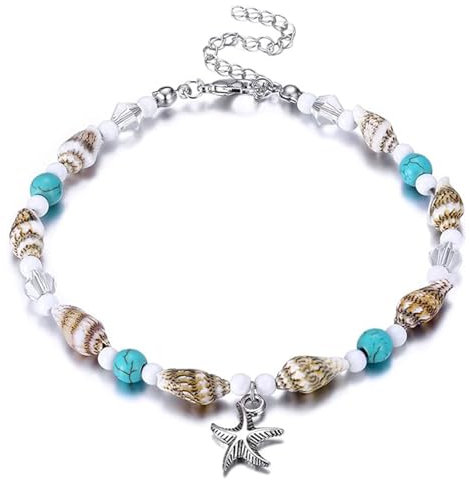 BelleVive Puka Muschel Fußkettchen für Frauen, Sommer Natur Kauri Verstellbares Fußkettchen, handgemachter Boho Hawaiian Strand Muschel Schmuck für Frauen Sommergeschenke
