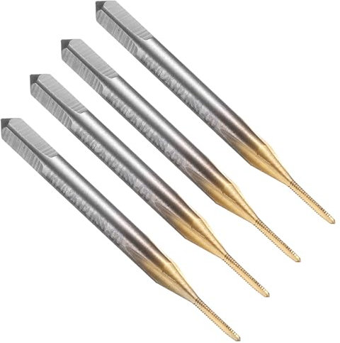 sourcing map Lot de 4 tarauds filetés à cannelure droite, M1 x 0,25 avec revêtement en titane, outil de taraudage, tarauds pour fraiseuse, acier rapide M35 avec cobalt
