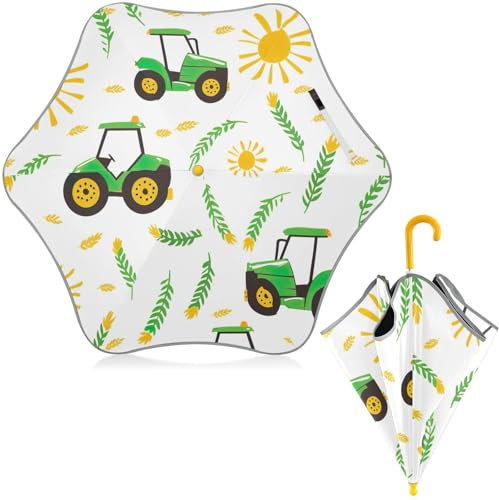 ODAWA Kid Regenschirm Vintage Traktor Weiß Kinder Regenschirm Wind- und Regenschutz Regenschirm, Vintage Traktor weiß, Einheitsgröße
