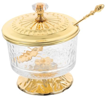 Mipcase Tarro De Miel Vintage Pequeño De Cristal Con Tapa De Hierro Para Condimentos y Azúcar, Dispensador Decorativo Multifuncional Para Cocina y Comedor, Bote De Almacenamiento Único