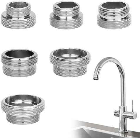 VLYX 6 PCS Faucet Adapter Kit, 16mm to 28mm Universal Size for Kitchen Sink, Garden Hose, Sprayers & Water Filters