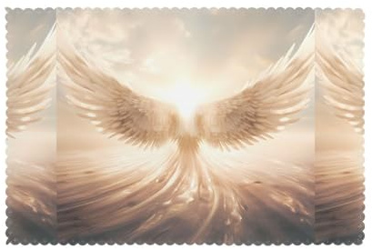 WHJSHOP Angel's Wings Prints Placemats Set of 6 - Thick, Sturdy, and Personalized Dining Table Decor