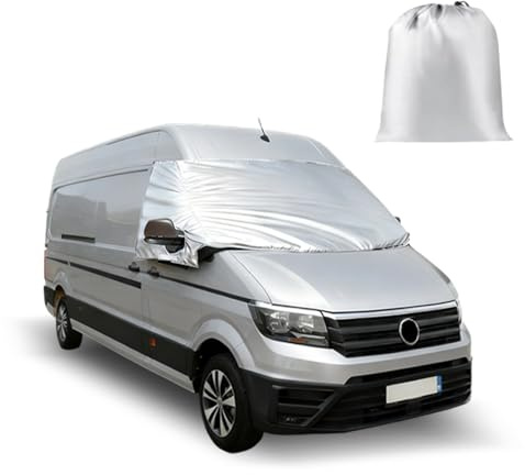Frontscheibe Sonnenschutz für VW T6 2016-2022, UV Schutz Scheibenabdeckung | 100% Verdunkelnd Externe Thermo Auto Windschutzscheibe Abdeckung mit Aufbewahrungstasche, Wrap Windschutzscheibenabdeckung