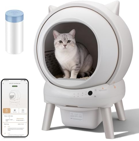 GOYJOY Self Cleaning Cat Litter Tray, App Control,73L Extra Large Automatic Cat Litter Tray for Multi-cats,Safety Sensor(Anti-Pinch)& Odor Control,Includes Trash Bags & Mat