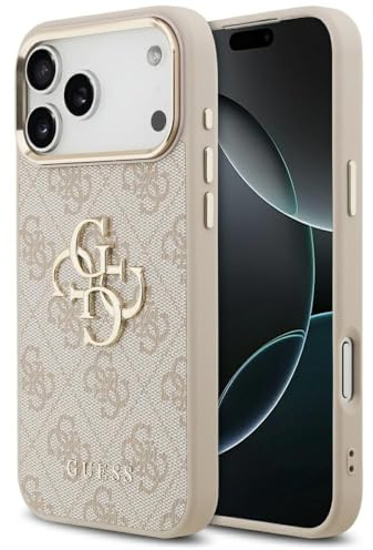 CG MOBILE Guess 4G Groß 4G Klassiker Logo Hülle für iPhone 17 Pro Max (Pink/Gold)