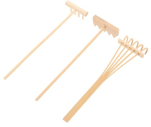 Kisangel Accessoires Mini Râteaux Bambou Jardin Zen 3 Pièces Décoration Feng Shui Outils de Table Modèles Variés Présent Maison Écologique sans Odeur