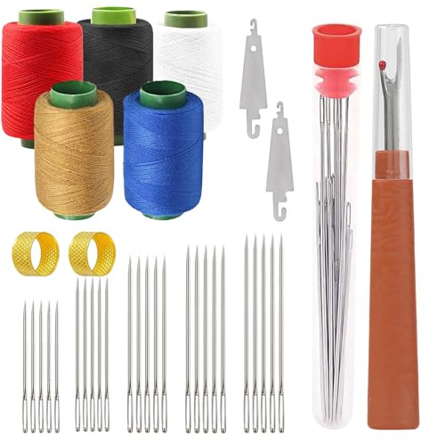 JanFebMar 36 Piezas Kit de Costura, Costura Accesorios, Incluye Dedales, Enhebradores, Descosedores, Agujas de Acero e Hilo