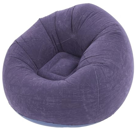 CHICIRIS Inflatable Lounge Chair Flocking PVC Portable Folding Blow Up Sofa for Living Room Bedroom Balcony Office Travel (Dark Blue)