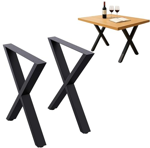 DanDiBo 2X Tischbeine Metall Schwarz 60 x 72 cm Tischgestell Höhenverstellbar 96665 Tischfüße Möbelfüße Tischkufen Esstisch Beine