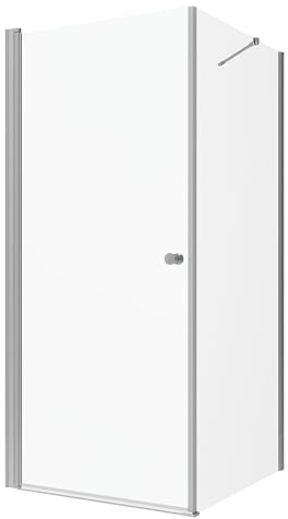 YAKE Duschkabine 75 x 80 cm Dusche Schwingtür mit Seitenwand Duschabtrennung Eckeinstieg 5 mm ESG Sicherheitsglas Duschtür Höhe 185 cm Chromoptik Duschwand Eckdusche