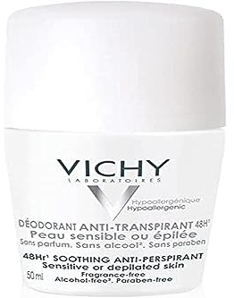 Vichy Dermo-Tolerance Deodorante Roll-On Antitraspirante, Per Pelle Sensibile o Depilata, Pelle Fresca e Lenita per 24H, Con Acqua Termale di Vichy, Prolina Cutei e Estratto di Ninfea, 50 ml