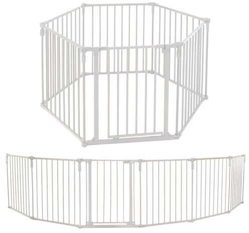 Toddleroo by North States - 3 In 1 Metal Superyard Baby Play Yard: 6 Panel Playpen, Safety Gate, or Extra Wide Baby Fence - Encloses Up to 10 Square Feet - 30 Inches Tall - Taupe