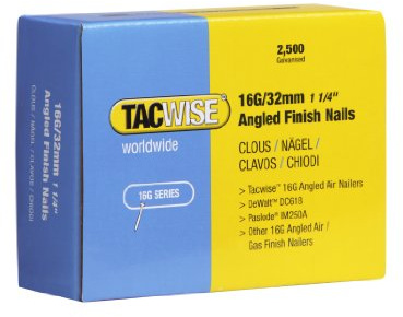 Tacwise 0769 Type 16G / 32 mm Galvanised Angled Finish Nails, 20° Inclined, Pack of 2500