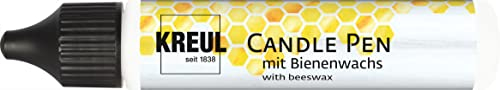 KREUL 49701 Candle Pen, White, 29 ml, Candle Pen with Fine Painting Tip, Colour with Beeswax for Decorating and Painting Candles