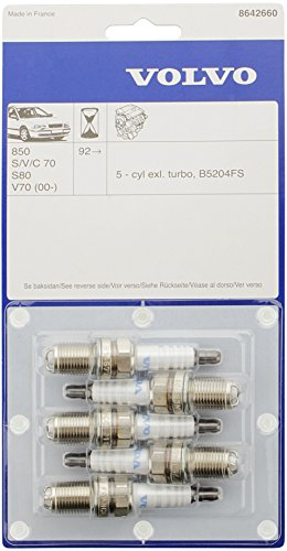 Volvo original Zündkerze im Zündkerzensatz (5 Stück) Original-Nr.: 8642660 u.a. für Volvo 850, S60, S70 V70 (-2000), S80 (-2006), V70(P26)
