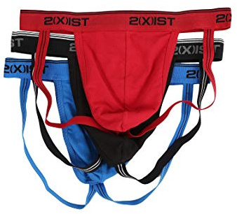 2(X) IST Herr bomull stretch suspensorem 3-pack suspensoar, Skotter Röd/Svart/Skydiver, S