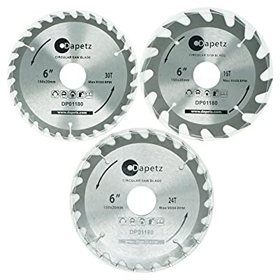 Daptez 3 TCT-Kreissäge-Klinge 150mm Durchmesser 20mm Bohrung Mitre Kreissäge mit Ringe