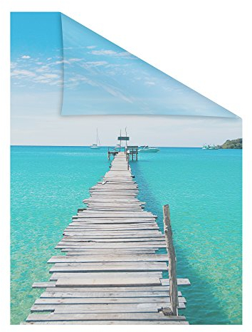 Lichtblick Fensterfolie selbstklebend mit Motiv, Sichtschutz, merhfach Ablösbar, Montage ohne Rakel, Made in Germany EL Mar - Blau 100 x 180 cm (B x L)