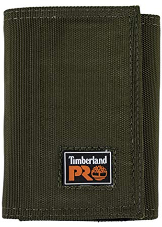 Timberland PRO Men's Cordura Nylon RFID Trifold Wallet with ID Window, Olive, One Size