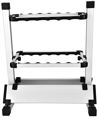 AYNEFY Angelrutenhalter, Aluminiumlegierung, Rutenstnder, Fischerrutenhalter, 12 Ruten, Schwarz + Silber, Ca.44,5 x 50 x 32,5 cm, Garage, Schlafzimmer, Angeln, Trekking, Pool