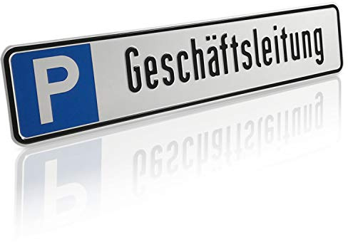 Betriebsausstattung24 Parkplatzschild Geschäftsleitung Aluminium, geprägt | 52,0 x 11,0 cm - Geschäftsführung Kennzeichen Parkplatz Schild