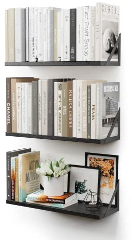CASSA TOKO Wandmontierte schwebende Bücherregale für die Wand, 3er-Set,