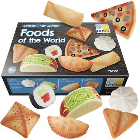 Yellow Door Foods of the World Sensory Play Stones | Pretend play food set | toy food | role play cooking and baking | mud kitchen toys | for kids aged 2 3 4 5 | outdoor learning | multicultural toy
