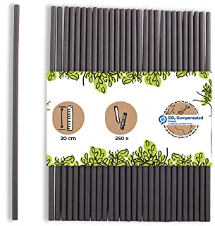 BIOZOYG Cannucce di carta da 20cm cannuccia 5mm Ø I Cannuccia biodegradabile I Cannucce nere arrotolate verticalmente I Cannucce da festa per cocktail I Cannucce di carta 250 pezzi
