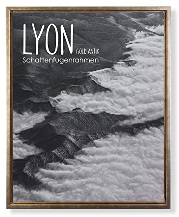 BIRAPA Lyon Keilrahmen für Canvas 80x80 cm in Gold Antik, Rahmen für Leinwände, Leerrahmen für Leinwand, Schattenfugenrahmen für Keilrahmen, Leinwand Rahmen