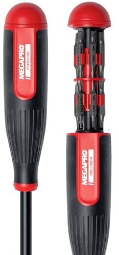 Megapro - Juego de destornilladores de precisión, multibroca 24 en 1 con eje hexagonal para Phillips, pentalobular, plano, Torx, llave inglesa, con cartucho retráctil, para elementos electrónicos