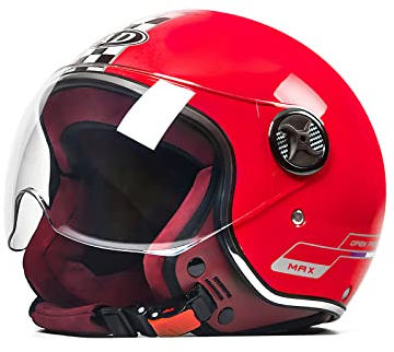 LIONCIANO Motorradhelm mit Visier, Jethelm Roller-Helm Scooter-Helm Moped Mofa-Helm Chopper Retro Vintage