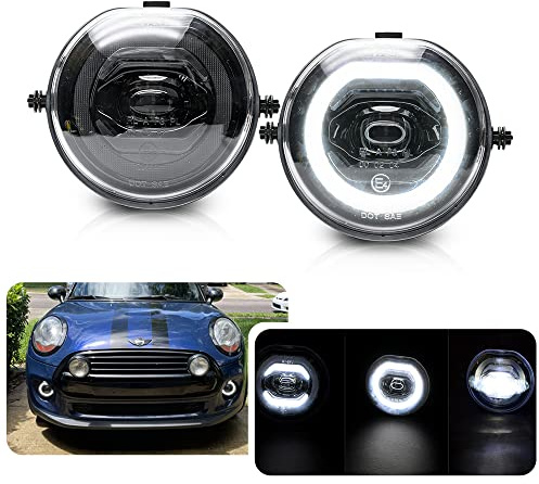 njssjd LED Halo Ring DRL Nebelscheinwerfer Standlicht für Mini Cooper F54 Clubman F55 F56 F57 Cabrio Helles Weiß LED Tagfahrlicht Fahren Nebelscheinwerfer