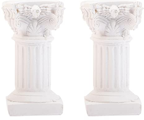 Lurrose Kerzen Statues 2 Stücke Römischen Säule Halter Dekosäule Griechische Säule Statue Vintage ständer für Party Schule Abendessen Tischdeko Statues Weiße Spitzkerzen