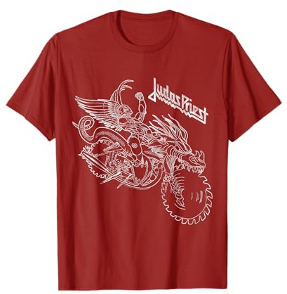 Judas Priest – Pain Killer Wireframe Cranberry T-Shirt